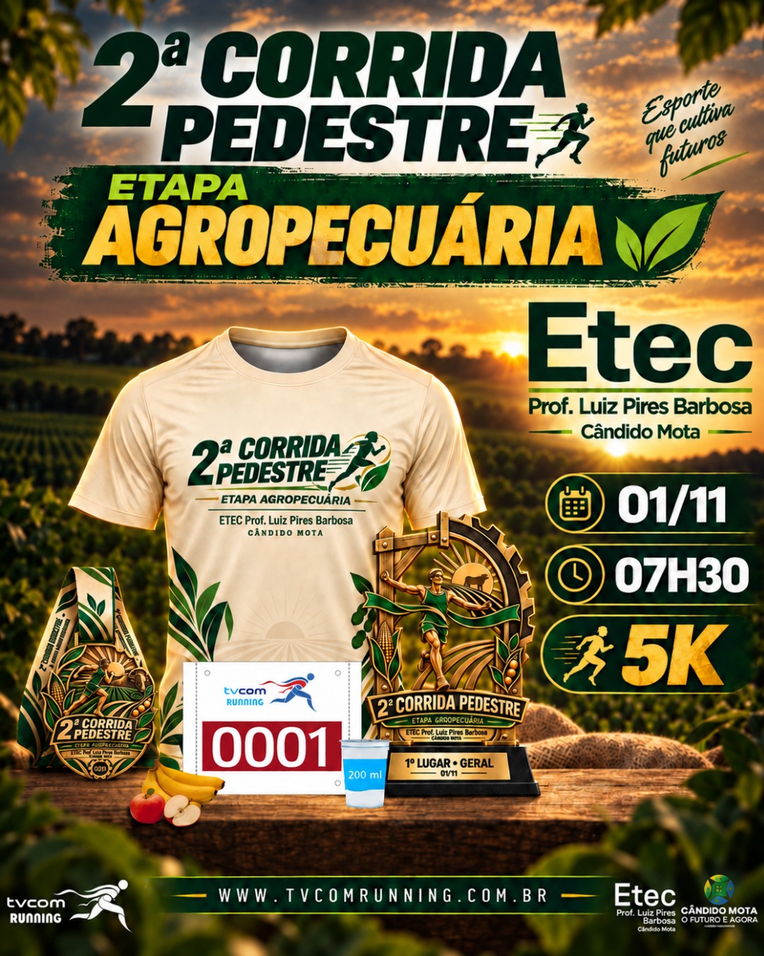 2ª CORRIDA PEDESTRE ETEC DE CÂNDIDO MOTA SP ETAPA AGROPECUÁRIA